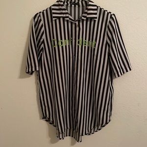 Buttoned down shirt black and whit stripes